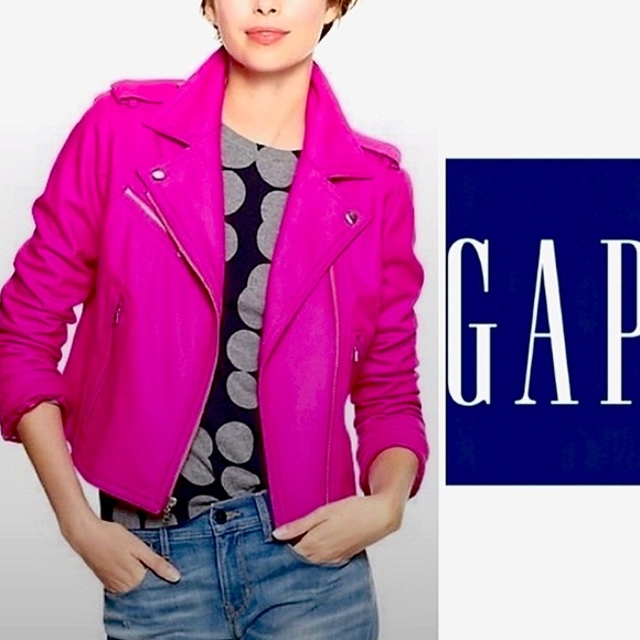 GAP Jackets & Blazers - GAP Moto Jacket hot pink med